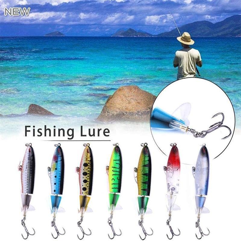 Artificial Fishing Lure, 10pcs Floating Rotating Tail Fishing Lure with Barb Treble Hooks, Fishing Accessories for Saltwater Freshwater