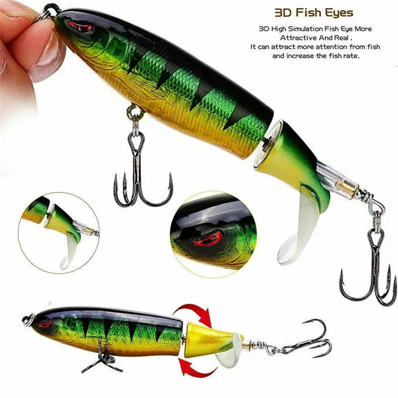 Whopper Plopper Topwater Floating Fishing Lures Baits Rotating Tail for Bass US