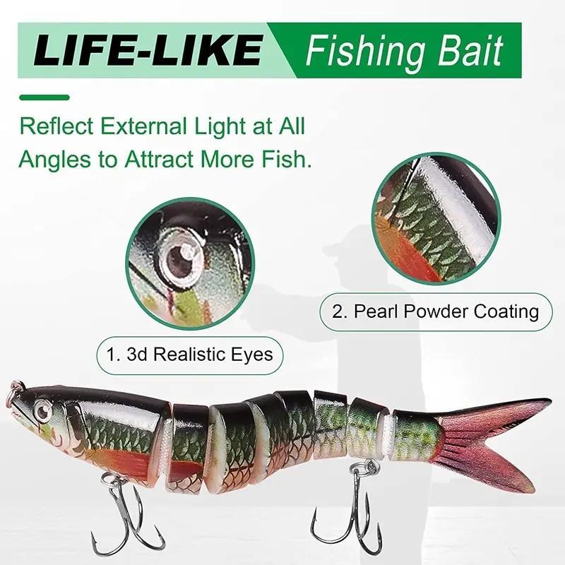 Artificial Fishing Lure, Multi Jointed Bionic Bait, Slow Sinking Crankbait For Freshwater Saltwater Trout Bass Fishing, Outdoor Fishing Gear, Christmas Gift