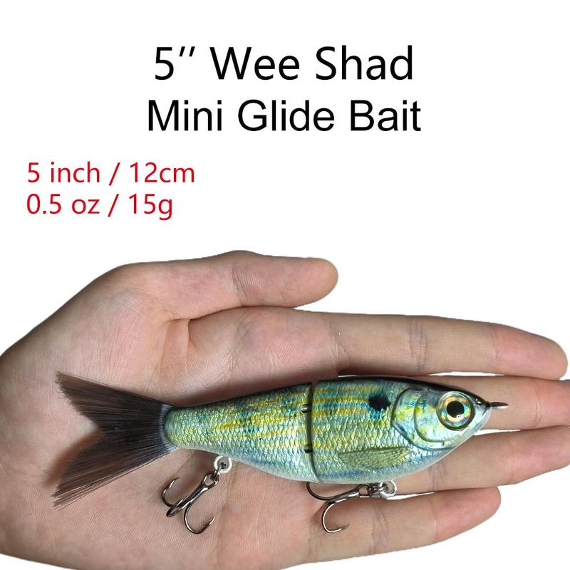 Artificial Fishing Lure, 1 Count 5 Inch Mini Wee Shad Glide Bait with Hook Connection, Rattle Built-in for Sea Fishing Ice Fishing