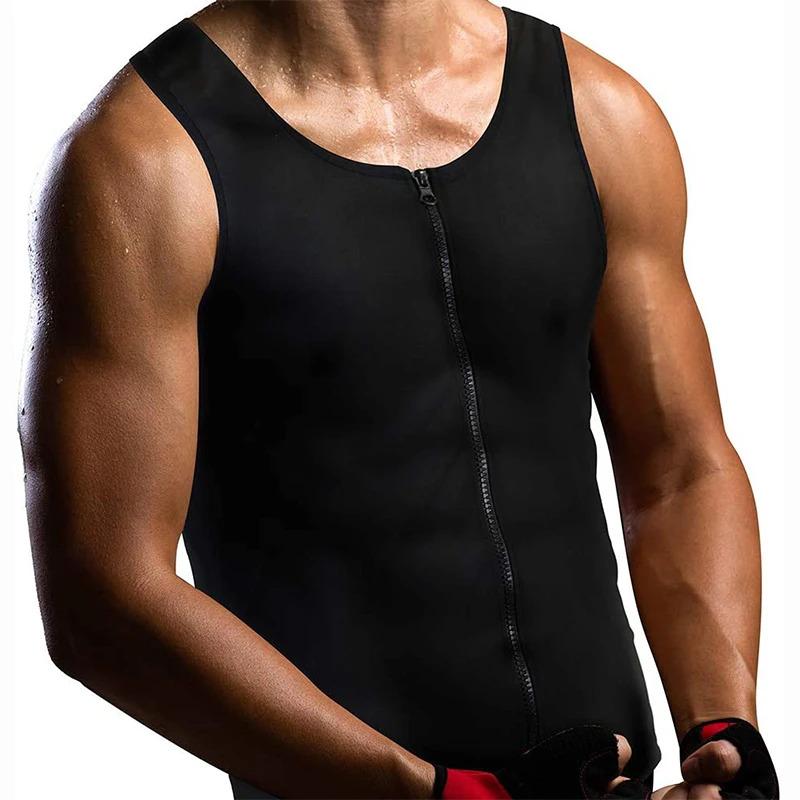 Men's Sauna Vest Waist Trainer Polymer Sauna Suit for Fitness Heat Trapping Zipper Sweat Sauna Workout Tank Tops Gmy Fitness