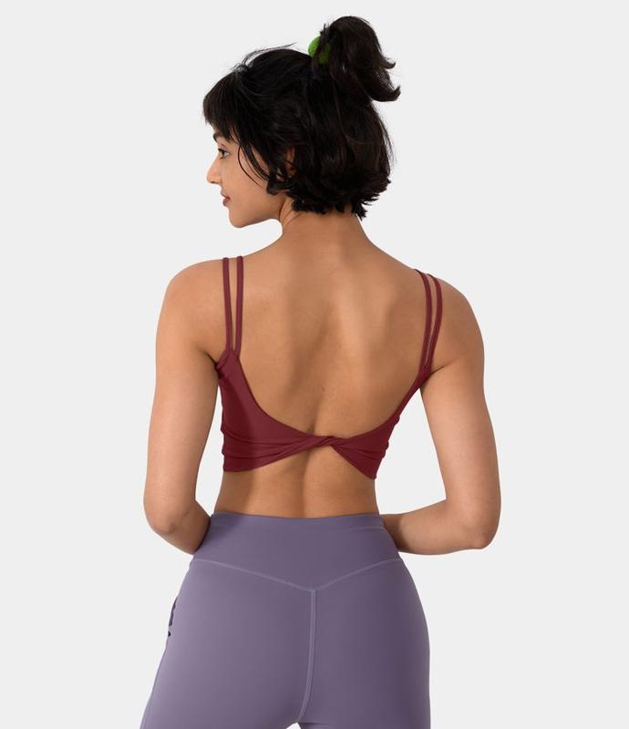 Halara Double Straps Backless Twisted Cropped Yoga Tank Top