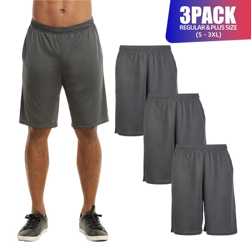 3 Pack Men’s Drawstring Waist Shorts with Packets S-3XL Regular Big&Tall Solid Elastic Waistband Running Training Gym Workout Sports Bottoms Menswear