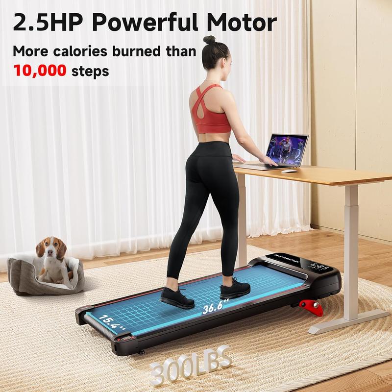 RHYTHM FUN 3 Level Incline Under Desk Walking Pad Treadmill for Home Office Quiet 300 Lbs Portable Exercise Machine with Remote Control in LED Display (5 Year Warranty)