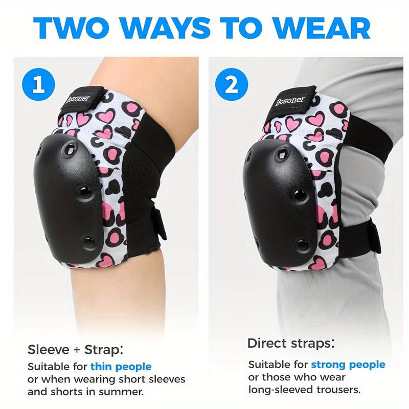 BOSONER Adult Women Knee Pads, Elbow Pads, Wrist Guard 6 In 1 Protective Gear Set For Skating Skate Skateboarding, BMX Bicycle Inline Roller For Men Women