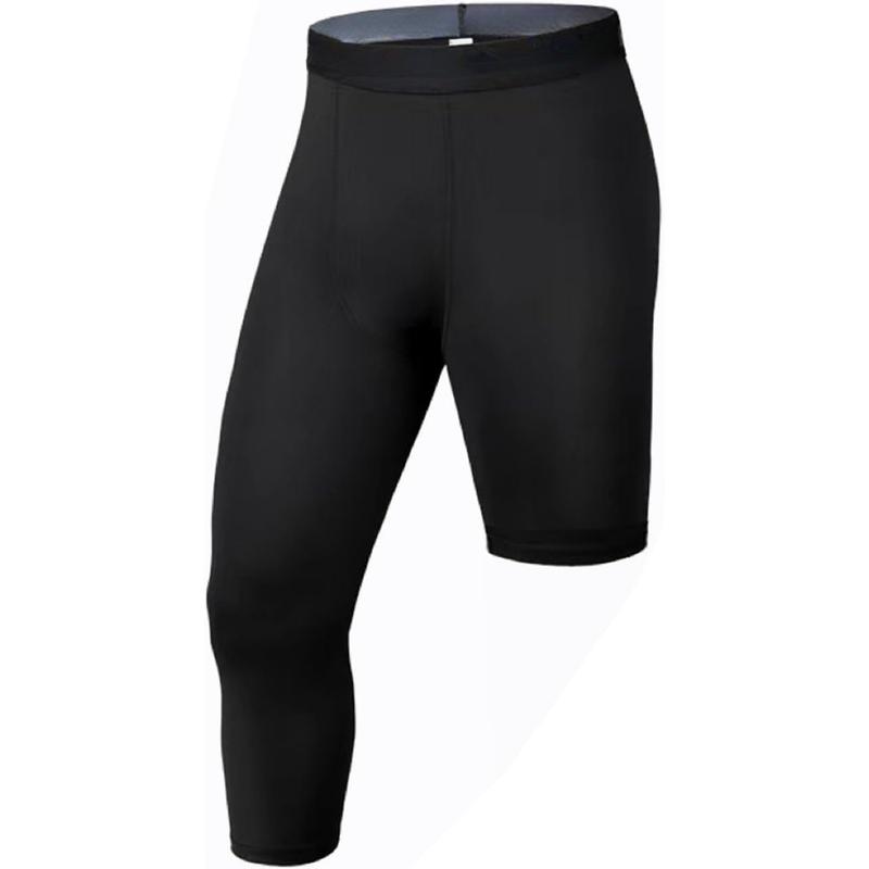 Single Leg 3 4 Tight Sports Pants Men's Pants Althletic Baselayer Underwear for Basketball Running