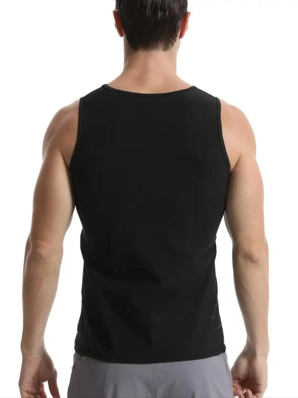 Men's Solid Zip Up Sports Sauna Vest, Casual Comfortable Breathable Round Neck Sleeveless Top for Gym Workout Running, Mens Sport & Outdoor Clothing for All Seasons, Fall Outfits, Fallfreshness