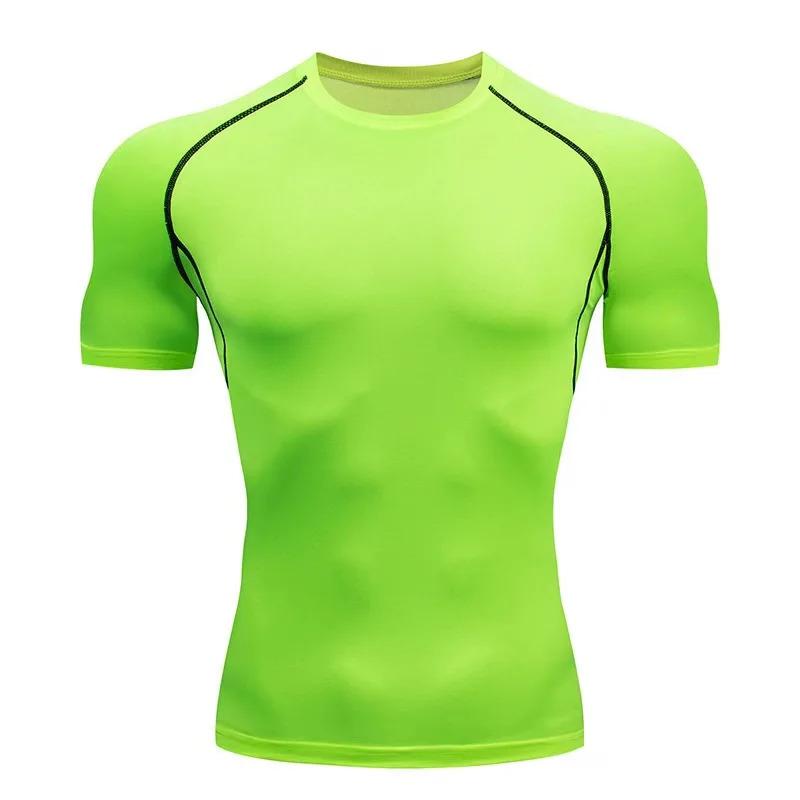 2024 Compression T Shirt Men Summer Sportswear Running T-shirt Elastic Quick Dry Sport Tops Tee Athletic Gym Workout Shirts Men