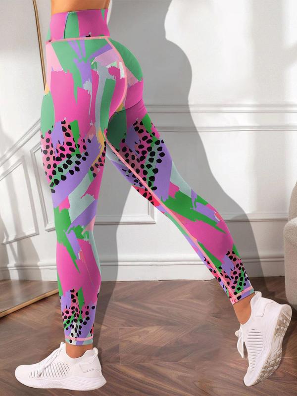 Women's All Over Print High Waist Leggings, Casual Comfy Breathable Skinny Pants for Yoga Gym Workout, Ladies Bottoms for All Seasons