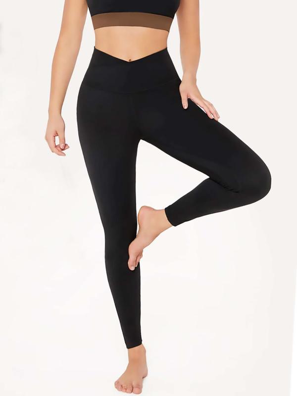 Women's Solid High Waist Sports Leggings, Casual Comfy Breathable & Thin High Stretch Seamless Yoga Legging, Ladies Sportswear Clothing for Indoor Outdoor Wear, Tummy Control