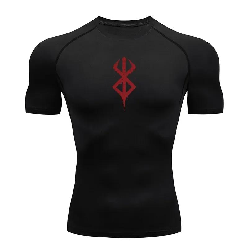 Print Compression Shirts for Men Athletic Quick Dry Tshirts Tops Gym Workout Fitness Undershirts Baselayers Anime Rash Guard