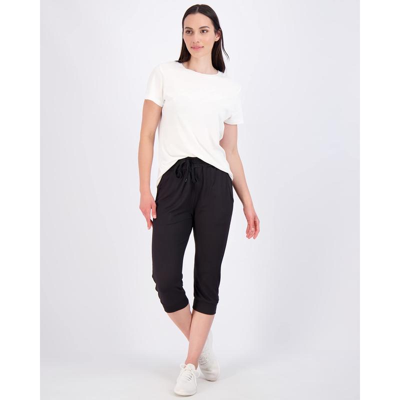 Real Essentials 3-Pack: Women's Capri Joggers Cuffed Athletic Casual Soft Sweatpants with Pockets (Available in Plus Size)