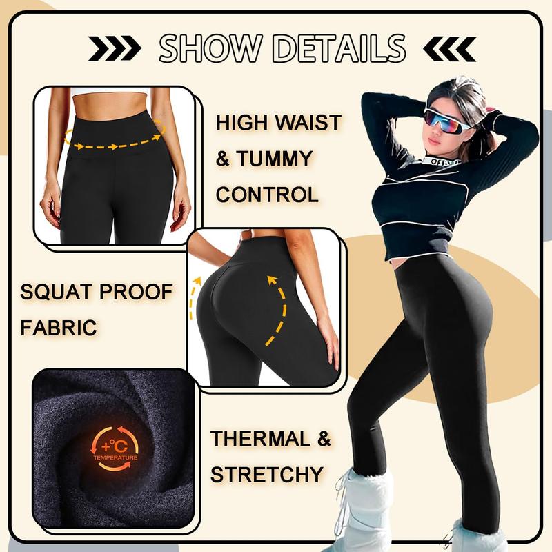 FULLSOFT Fleece Lined Leggings Women Tummy Control High Waisted Workout Winter Warm Soft Yoga Pants