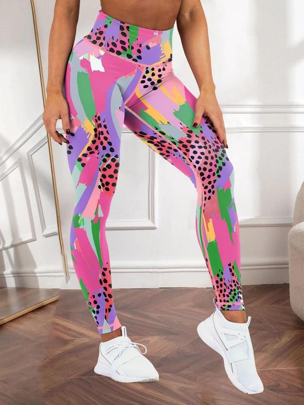 Women's All Over Print High Waist Leggings, Casual Comfy Breathable Skinny Pants for Yoga Gym Workout, Ladies Bottoms for All Seasons