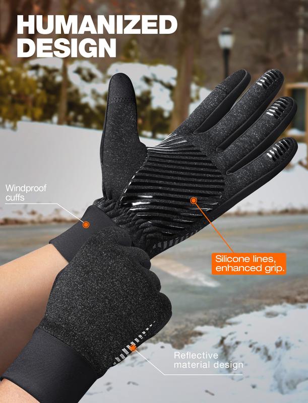 Winter Gloves Women Men - Cold Weather Thermal Gloves, Windproof, Touch Screen, Ski Thermal Liners - Cycling Running Gear, Texting