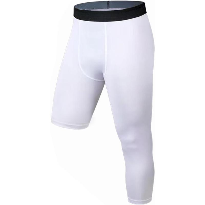 Single Leg 3 4 Tight Sports Pants Men's Pants Althletic Baselayer Underwear for Basketball Running