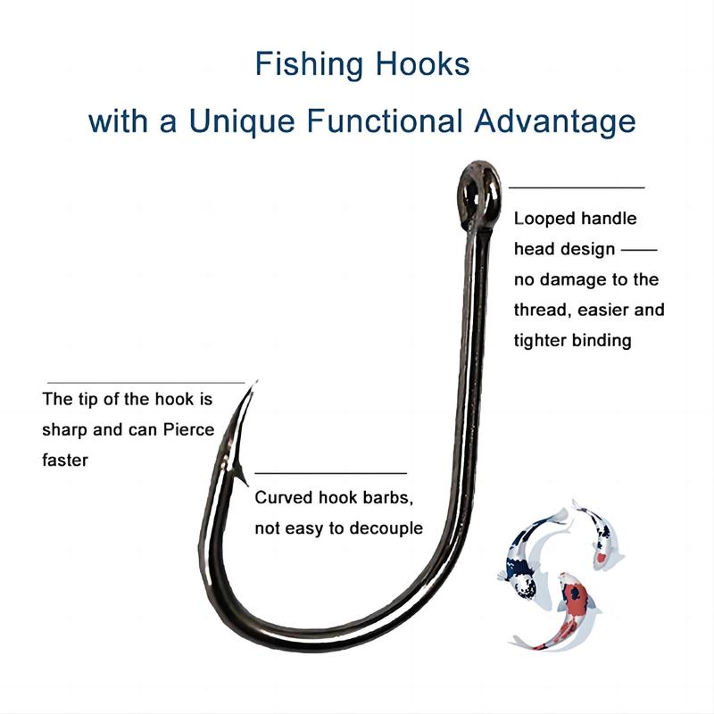 Fishing Hook Set, 1 Box 10 Sizes Carbon Steel Fishing Hooks with Storage Box, Portable Fishing Accessories for Freshwater & Seawater