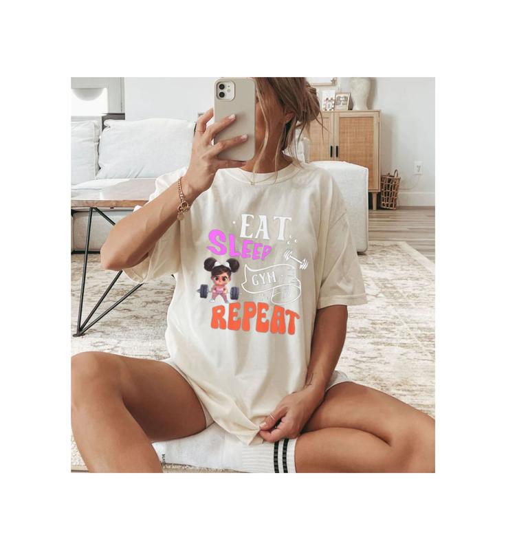 Gym Shirt, Eat Sleep Gym Repeat Lifting Shirt, Shirt Women at the Gym Bodybuilding, Tshirt Pump Cover Gym, Pump Tshirt Oversized Tee