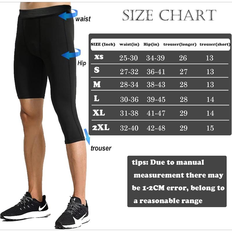 Single Leg 3 4 Tight Sports Pants Men's Pants Althletic Baselayer Underwear for Basketball Running