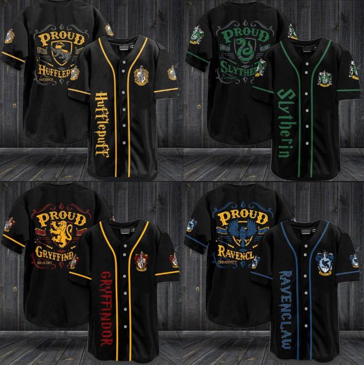 Wizard House's Jersey Baseball Shirt, HP's Baseball Jersey Shirt, Witch House Jersey Baseball Shirt, Baseball Jersey Collection Collection Button Down Baseball Jersey