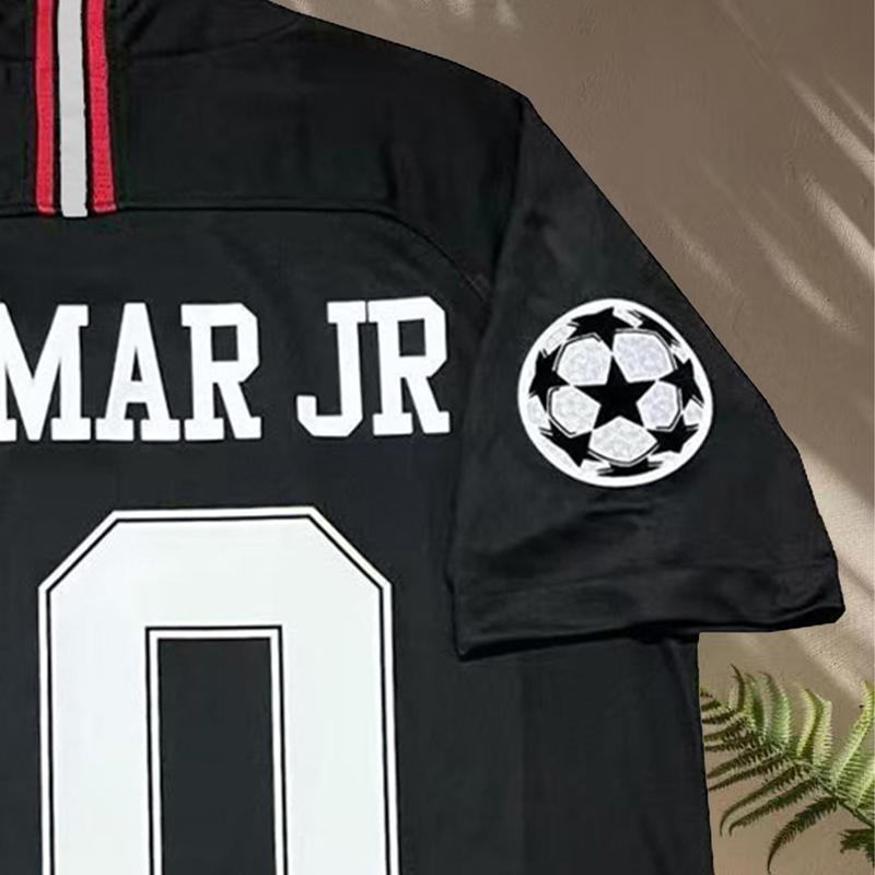 No. 10 Neymar Jersey 1819 Home Black Short Sleeve Soccer Jersey Vintage High Quality