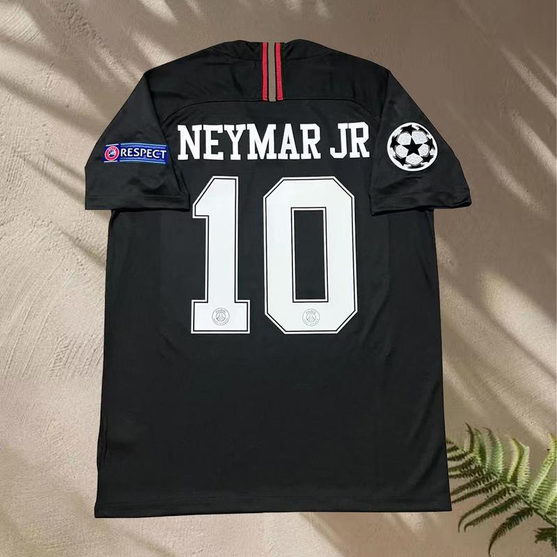 No. 10 Neymar Jersey 1819 Home Black Short Sleeve Soccer Jersey Vintage High Quality