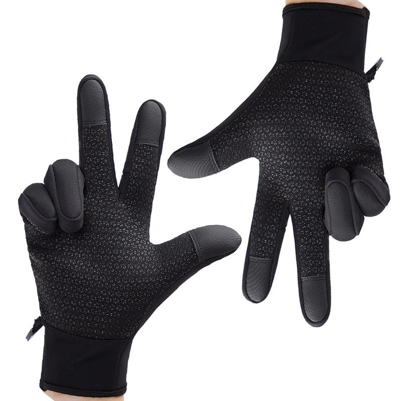 New cycling gloves touch screen waterproof zipper fall and winter padded warm anti-skid men and women windproof fleece gloves