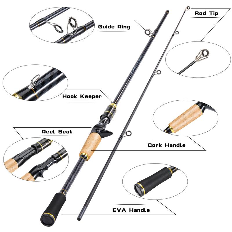 Sougayilang Spinning Casting Fishing Rod, Lightweight Ultra Portable with EVA and Cork Handle, Powerful Fishing Equipment for Freshwater and Saltwater