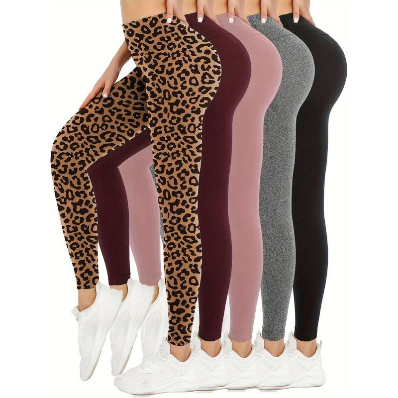 5 Pack High Waisted Yoga Leggings for Women, Super Soft Athletic Tummy Control Pants, No See-Through Stretch Fabric, Workout & Running Gear