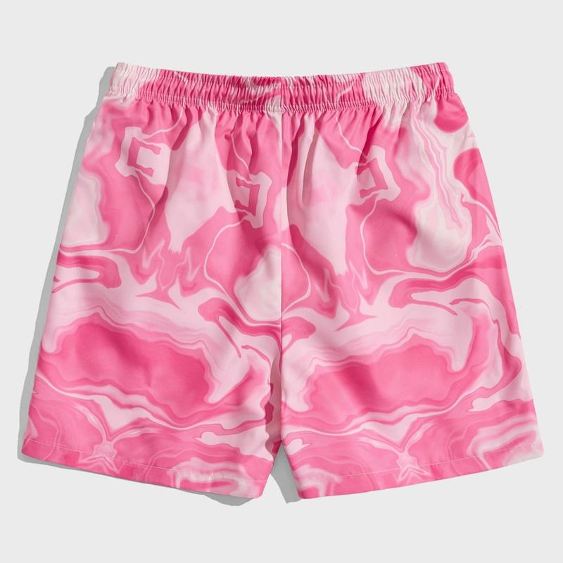 Graphic Print Drawstring Elastic Waist Shorts Casual Tie Dye Running Athletic Sport Shorts