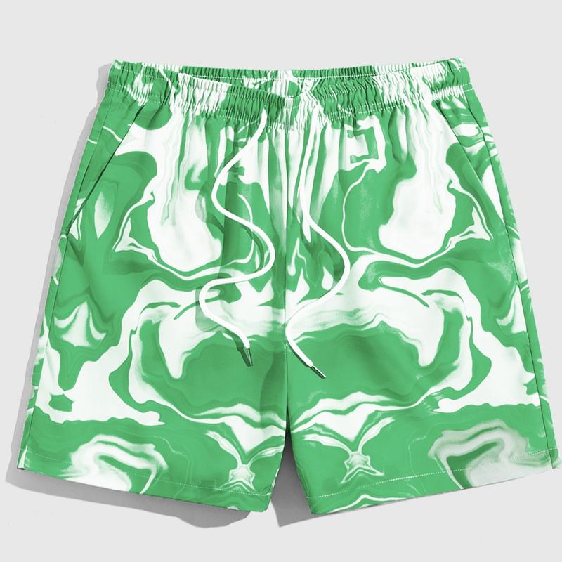 Graphic Print Drawstring Elastic Waist Shorts Casual Tie Dye Running Athletic Sport Shorts