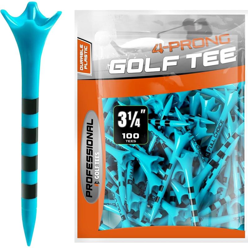 Low Friction & Resistance 4 Prongs Plastic Golf Tees - 100 Pack (2-3 4