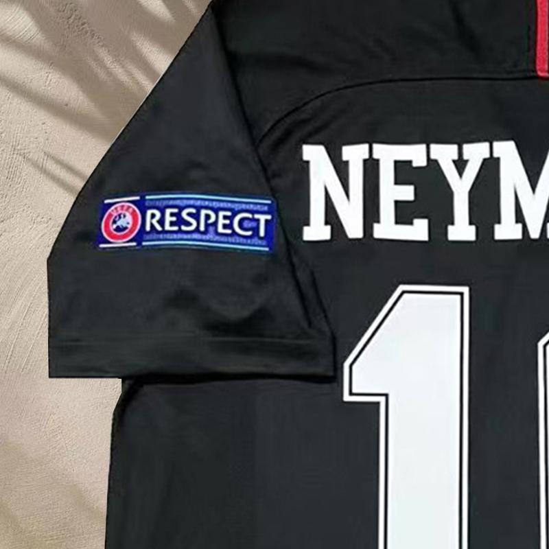 No. 10 Neymar Jersey 1819 Home Black Short Sleeve Soccer Jersey Vintage High Quality