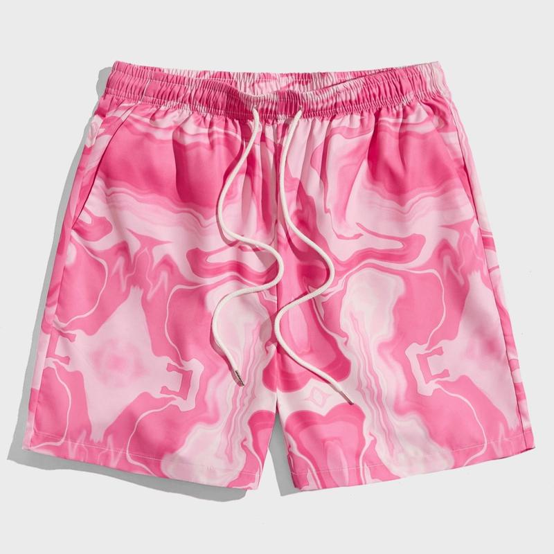 Graphic Print Drawstring Elastic Waist Shorts Casual Tie Dye Running Athletic Sport Shorts