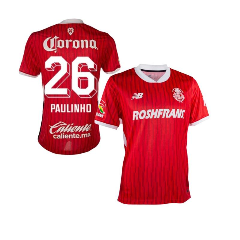 Paulinhoo #26 Tolucaa Home Red Soccer Jersey 24-25 Giveaway ,gift for birthday, home jersey, fan football jersey sports merchandise, gift for him,FULL Size S-5XL