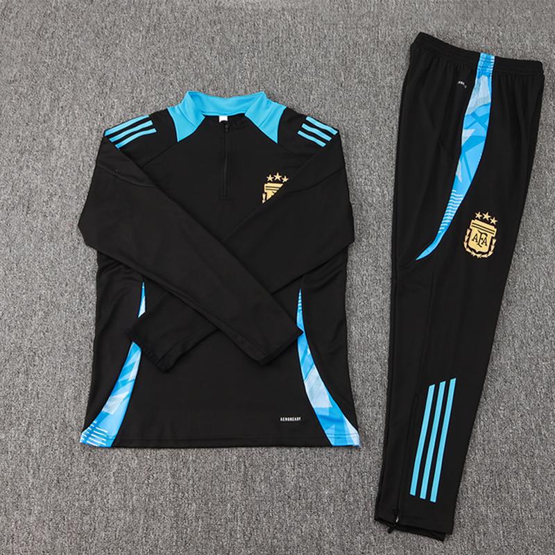 24-25 Argentina Long Sleeve Training Suit High Quality Breathable Quick Drying Black Training Suit Set