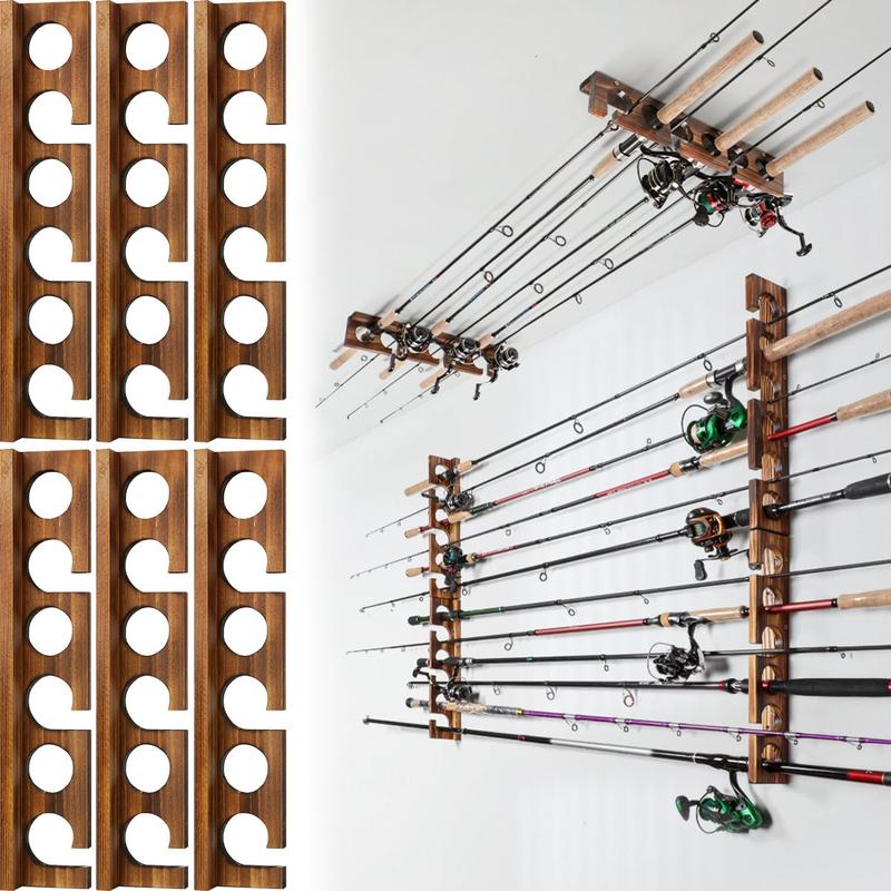 Holds Up to 12 Rods Fishing Pole Rod Racks Wall or Ceiling Mounted Fishing Pole Rod Holders for Garage Storage Organizer Fishing Gear Equipment Gifts for Men Women