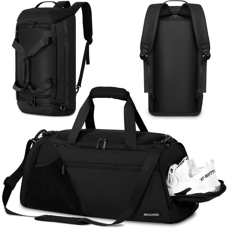 Gym Bag For Men Women, 45L Large Gym Backpack Multiple Pockets Sport Duffle Bags With Shoe & Wet Compartment For Workout Travel Weekend Overnight, Black