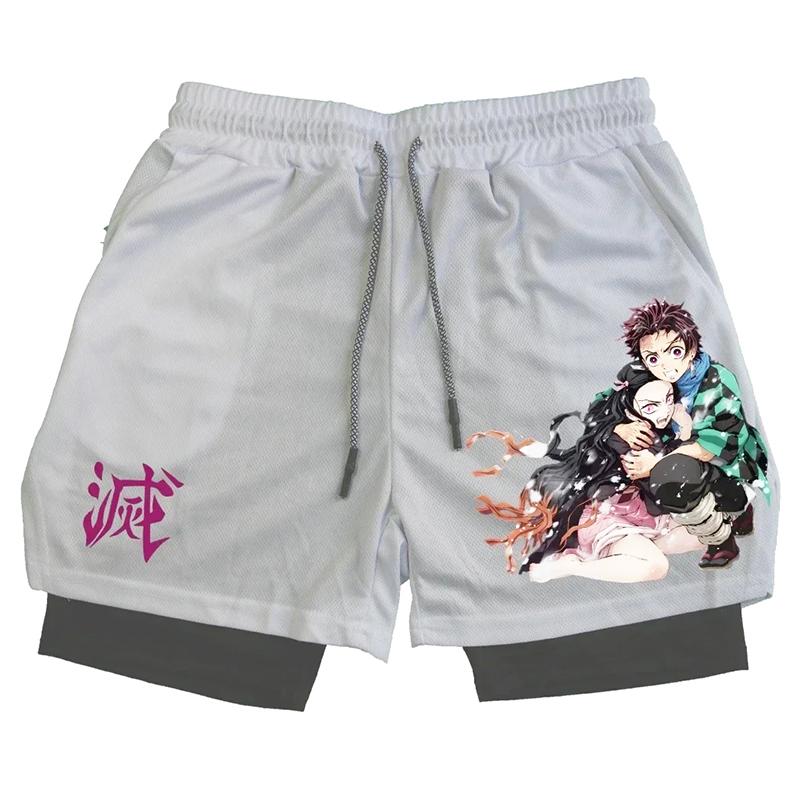 Men's Anime Gym Shorts Outdoor Beach Shorts Men's Fitness 2-in-1 Shorts Double-layer Trendy Gym Graphic Printed Sports Shorts Training Running Shorts Free shipping,Free delivery