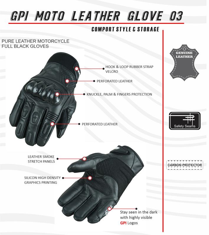 Pure Leather Motorcycle Full Black Gloves