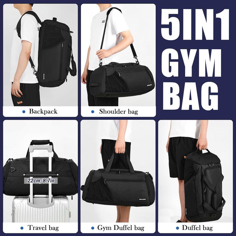 Gym Bag For Men Women, 45L Large Gym Backpack Multiple Pockets Sport Duffle Bags With Shoe & Wet Compartment For Workout Travel Weekend Overnight, Black