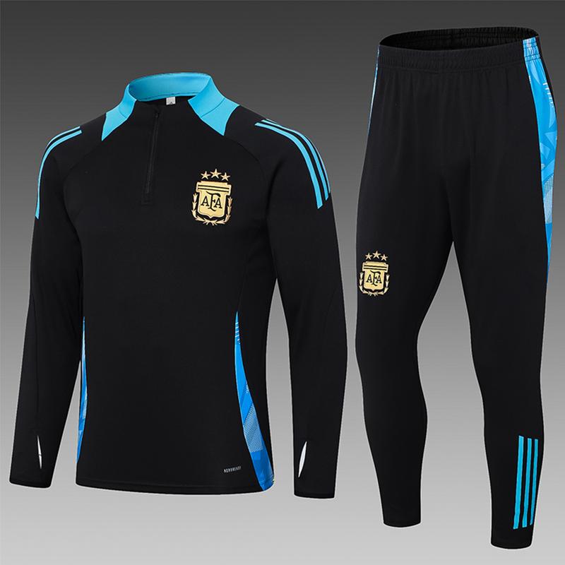 24-25 Argentina Long Sleeve Training Suit High Quality Breathable Quick Drying Black Training Suit Set