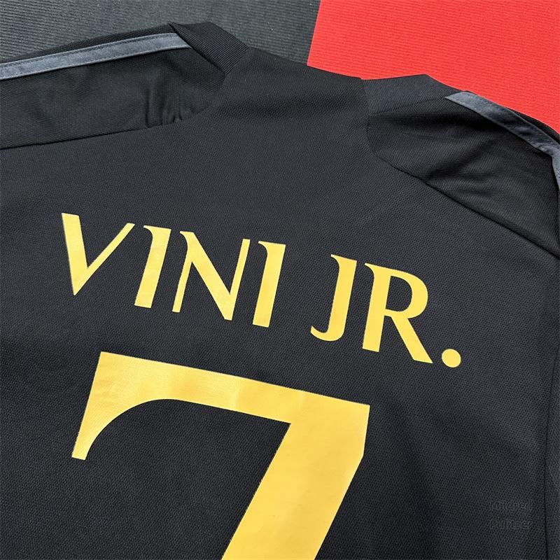 RMCF Soccer Jersey Fans Version Away kit Vini Jr #7 Black Short Sleeves