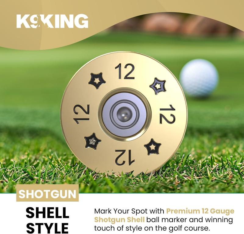 Elevate Your Golf Style with K9King's 12 Gauge Shotgun Shell Golf Ball Marker and Hat Clip Set - Stand Out on Green with Precision Golf Markers, Divot Tool, Hat Clip – Perfect for Accuracy and Style