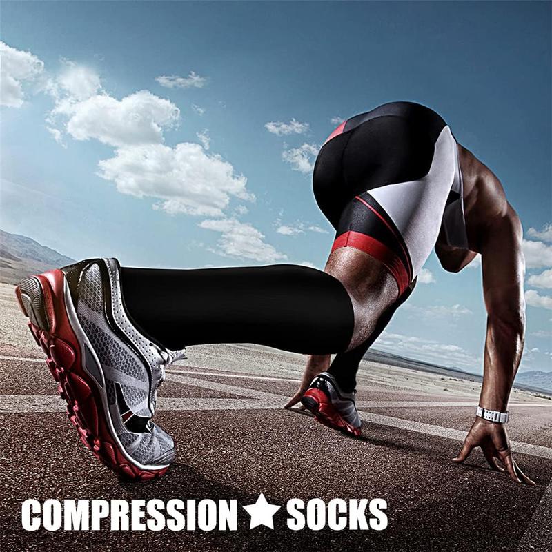 Compression Socks, 3 Pairs Unisex Comfy Breathable Sports Socks for Running Jogging Cycling, Sports Socks for Men & Women