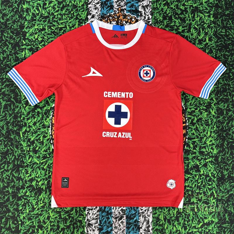 2425 CRUZ AZUL Second Away Red Short Sleeve Top Football Jerseys LIGAMX Fan Edition