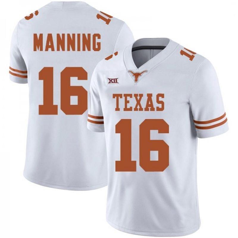 Arch Manning Texas Longhorn 16 Football Jersey - White, Sport Jersey Shirt Trendy, Men Football NCAA Jersey Shirt, Gift For Fan