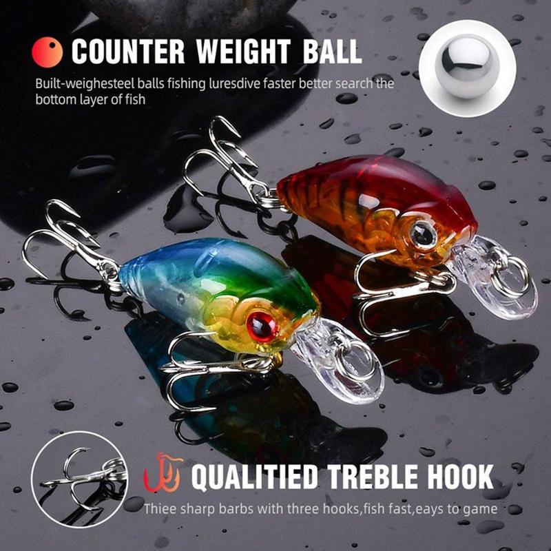 Artificial Fishing Lure Set, 8 Counts box Floating Crank Bait, Realistic Topwater Artificial Bait, Fishing Accessories for Outdoor Fishing