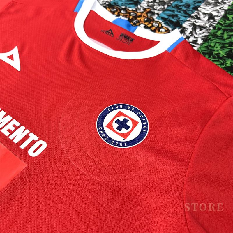 2425 CRUZ AZUL Second Away Red Short Sleeve Top Football Jerseys LIGAMX Fan Edition