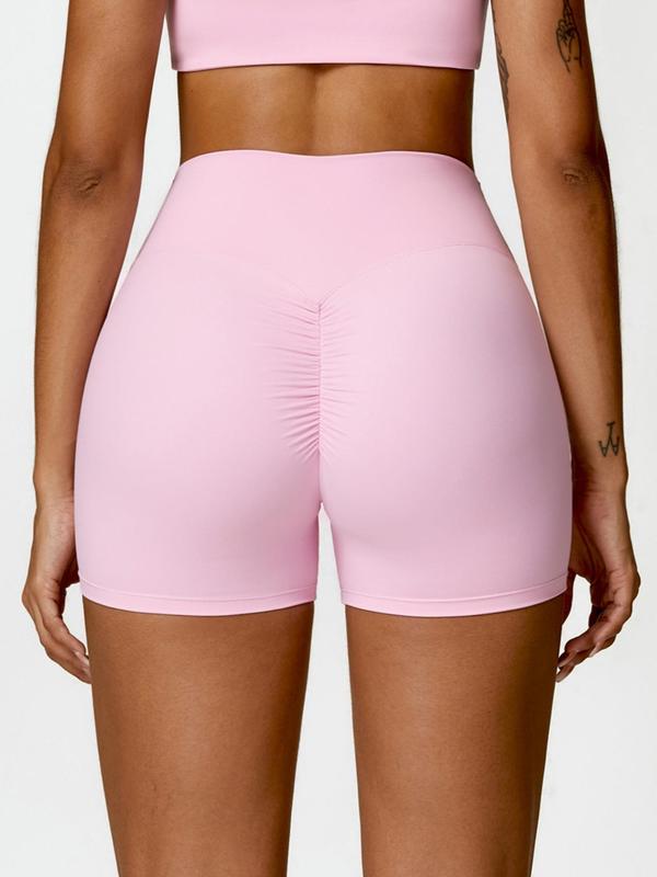 Women's Solid High Waist Sports Shorts, Gym Shorts, High Stretch Seamless Breathable Comfortable Quick Drying Skinny Shorts, Workout Clothes Women, Ladies Sportswear for Indoor Outdoor Wear